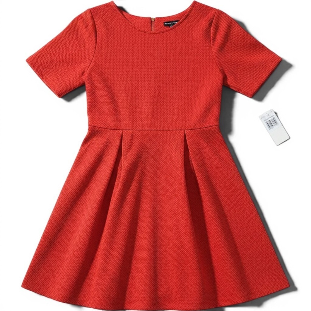 My Michelle Girls Red Textured Knit Short Sleeve Skater Dress Size 14 NWT